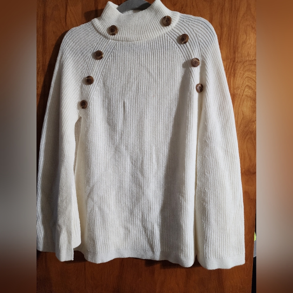 Womens Off White Sweater Poncho One Size